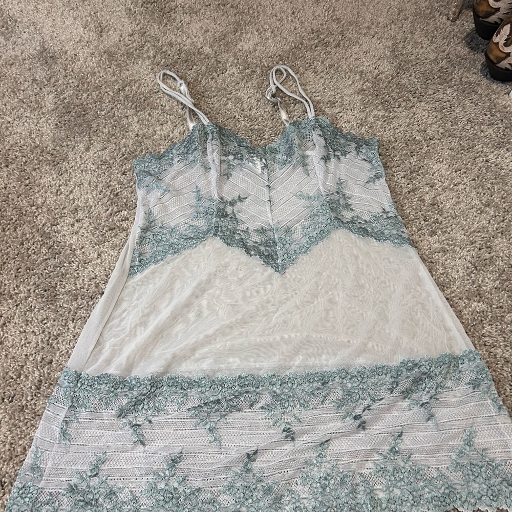 Wacoal Lace Chemise in White and Blue